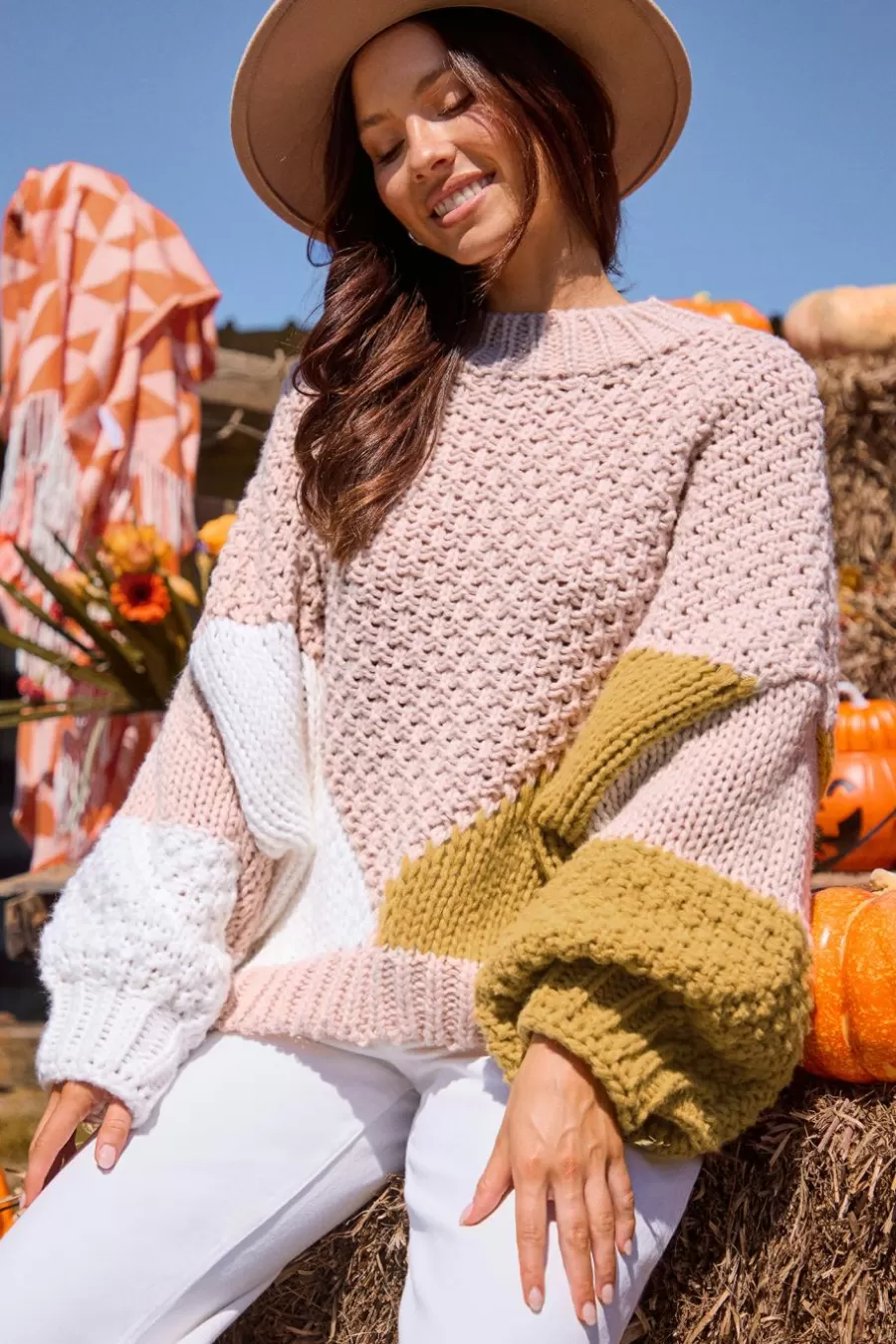 Cupshe Pull | Pulls & Gilets*Pull Mou à Col Rond Et Manches Longues Avec Blocs De Couleur Neutre