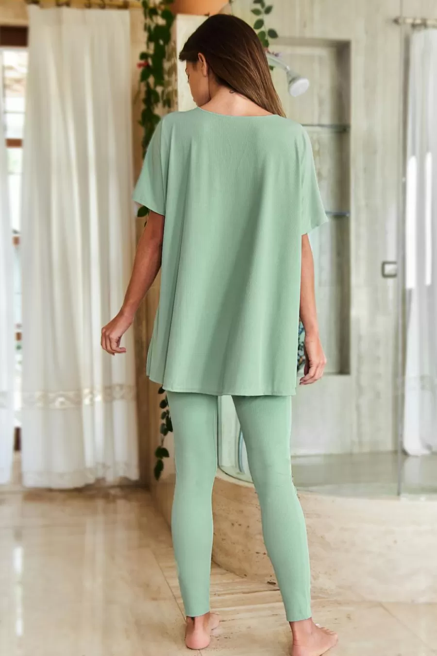 Cupshe Pyjama*Pyjama En Jersey De Couleur Et Leggings Menthe
