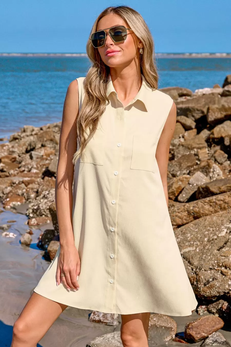 Cupshe Robe De Plage | Robe Courte*Robe Chemise Mini Abricot