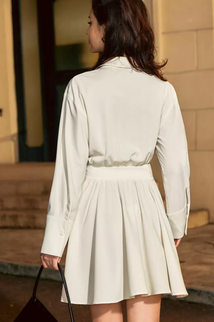 Cupshe Robe Courte | Robe Trapèze*Robe Courte à Col De Chemise Et Taille Cintrée Avec Manches Longues Abricot