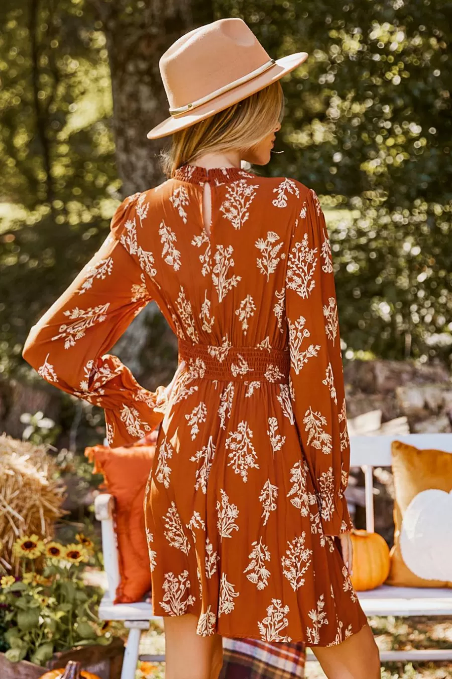 Cupshe Robe De Plage | Robe Courte*Robe Courte à Manches Blouson Orange Brûlé Orange/Jaune