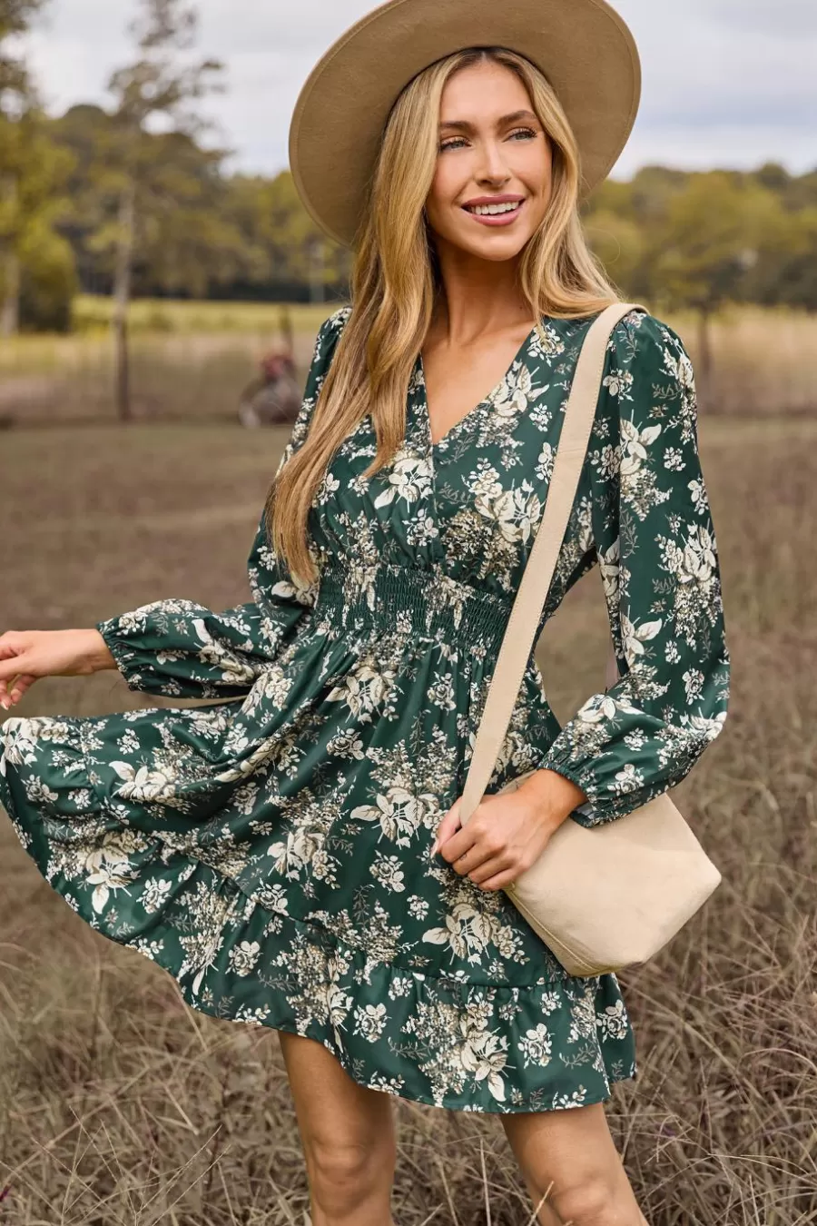 Cupshe Robe De Plage | Robe Courte*Robe Courte Avec Manches Blouson à Fleurs e Vert