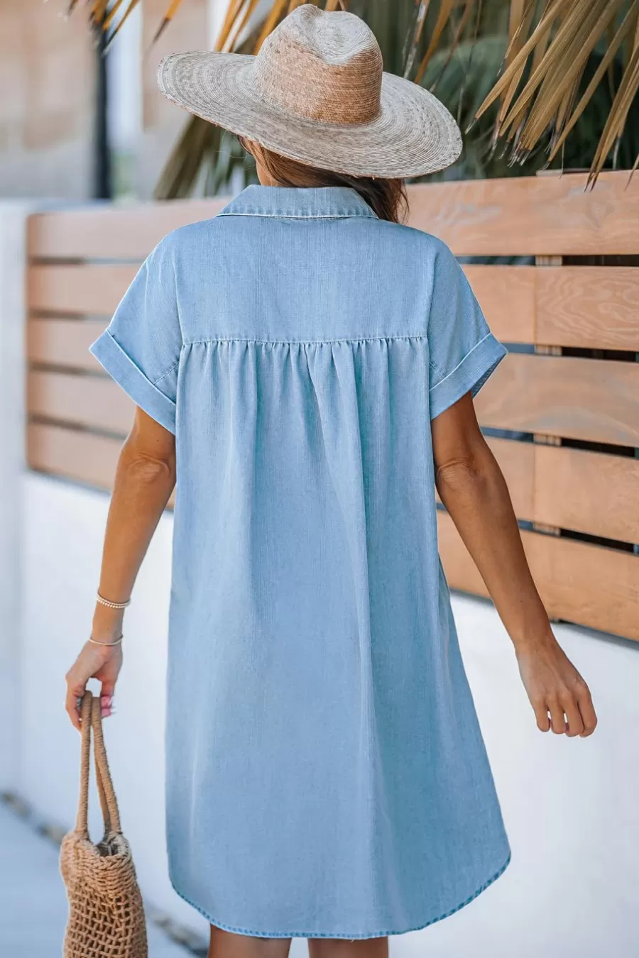 Cupshe Robe De Plage | Robe Courte*Robe Courte En Coton à Col De Chemise Et Manches Courtes Bleu