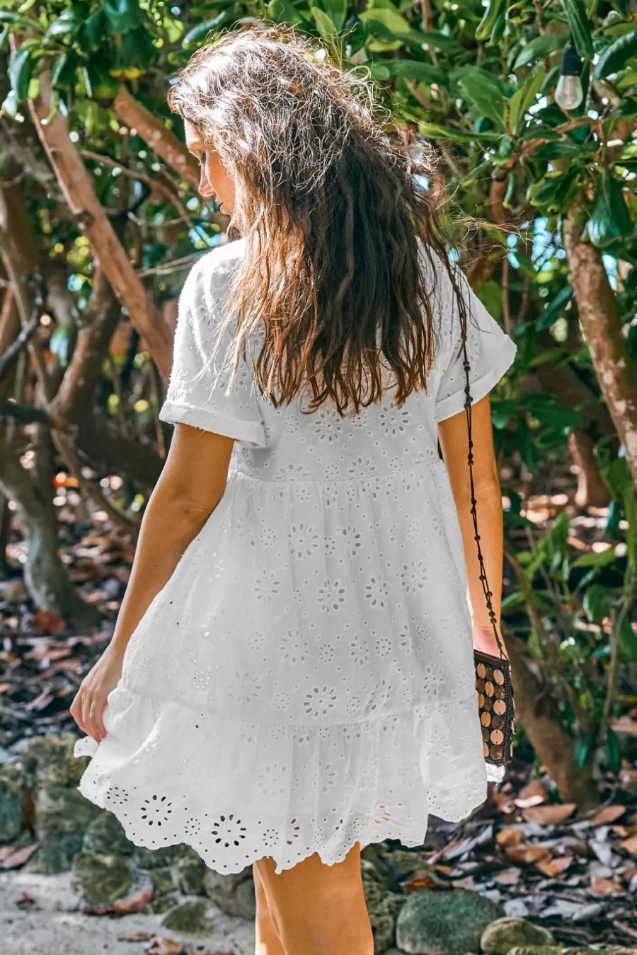 Cupshe Robe Courte*Robe Courte En Pur Coton Avec œillet à Col En V Blanc