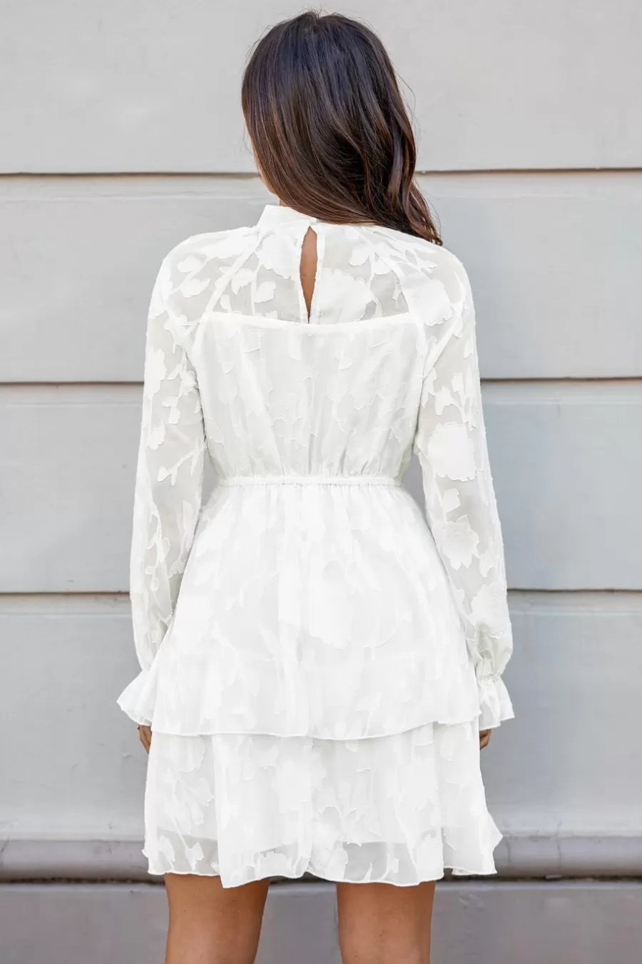 Cupshe Robe Courte | Robe Trapèze*Robe Courte Florale Avec Col Haut Et Manches Blouson he Blanc