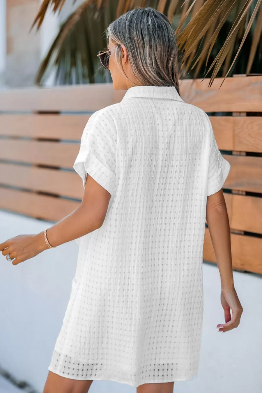Cupshe Robe Courte*Robe Courte T-shirt à Col De Chemise Et Boutons Sur Le Devant Blanc