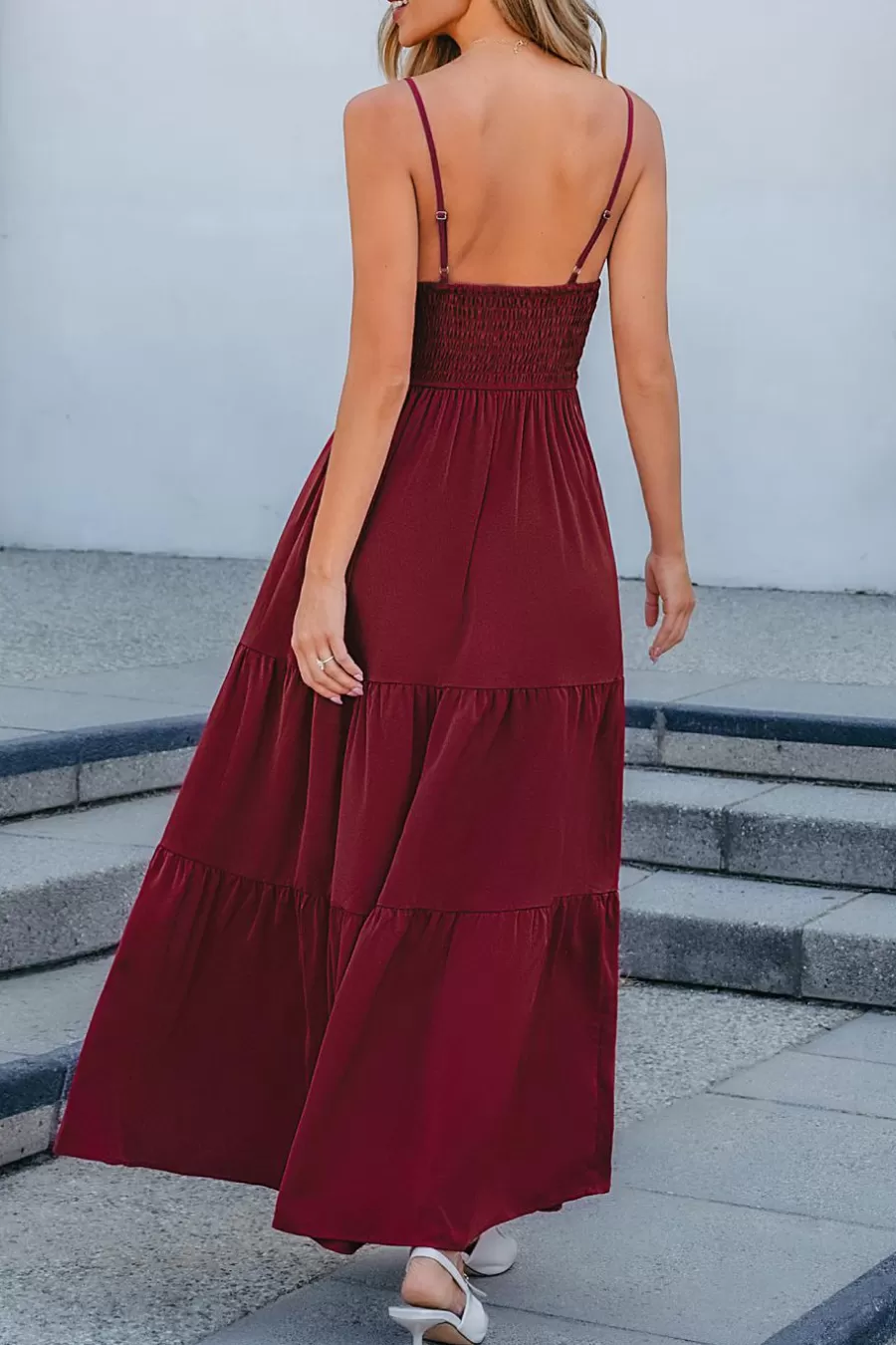 Cupshe Robe De Plage | Robe Trapèze*Robe Longue à Col En V En Dentelle Et Corset Cramoisie Rouge