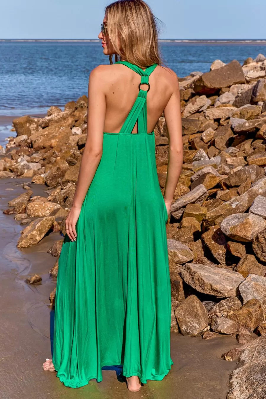 Cupshe Robe De Plage | Robe Trapèze*Robe Maxi à Col En V Et Joint Torique e Vert