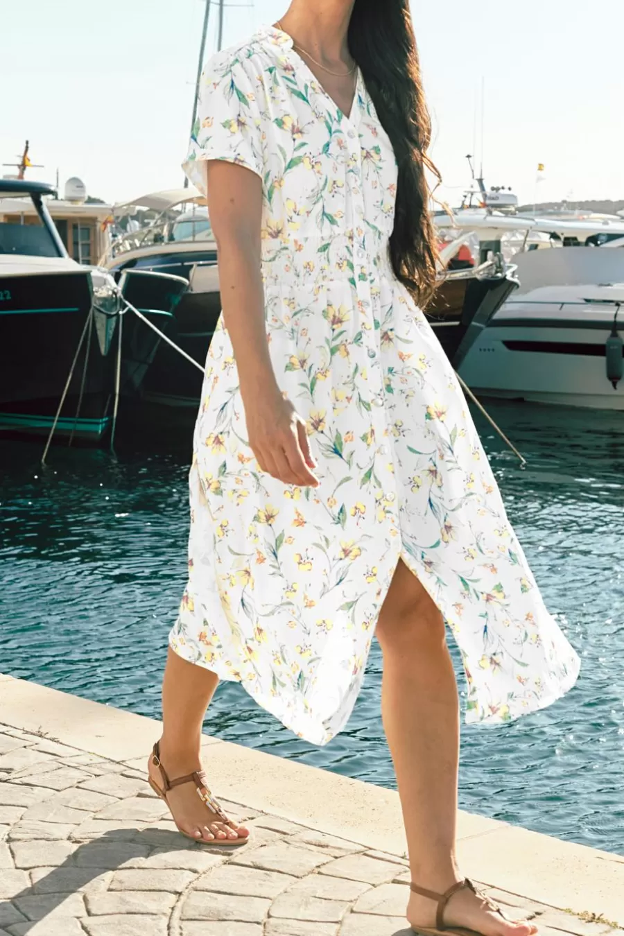 Cupshe Robe De Plage | Robe Trapèze*Robe Midi à Smocks Et Imprimé Floral Multicolore