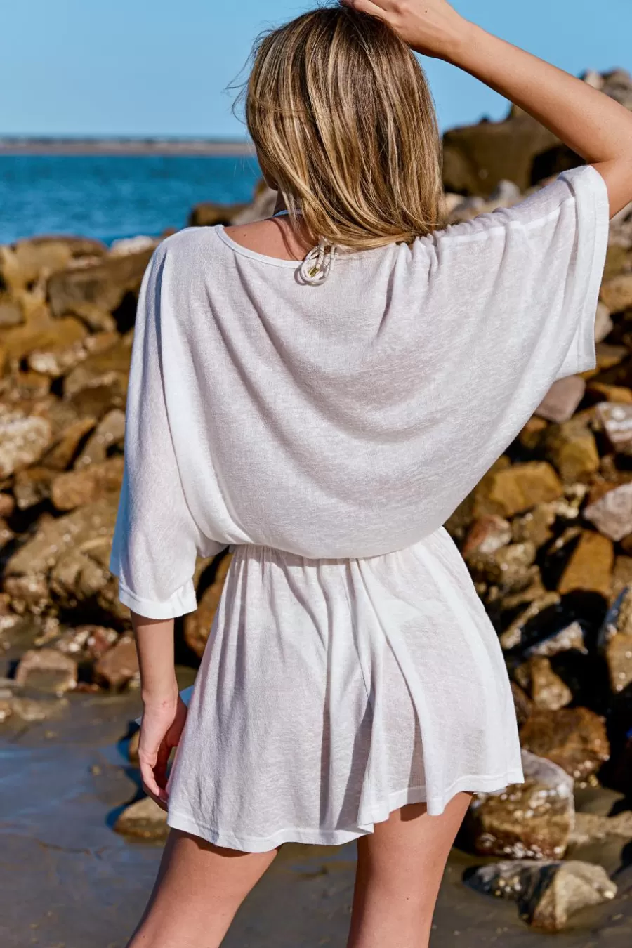 Cupshe Robe De Plage*Robe Mini Cover Up à Ceinture Blanc