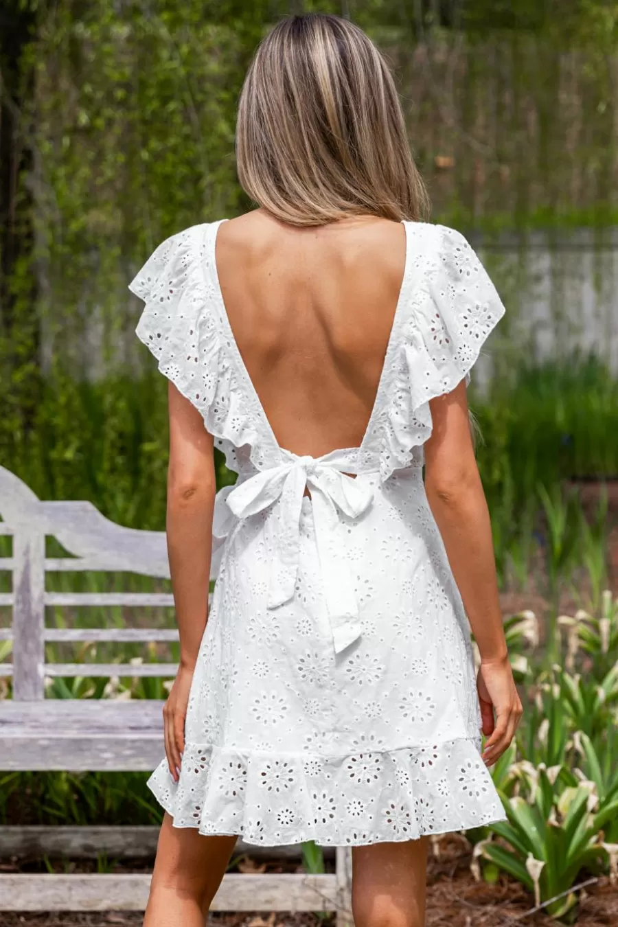 Cupshe Robe Courte | Robe Trapèze*Robe Mini En Pur Coton à Emballage Et Volants En œillets he Blanc