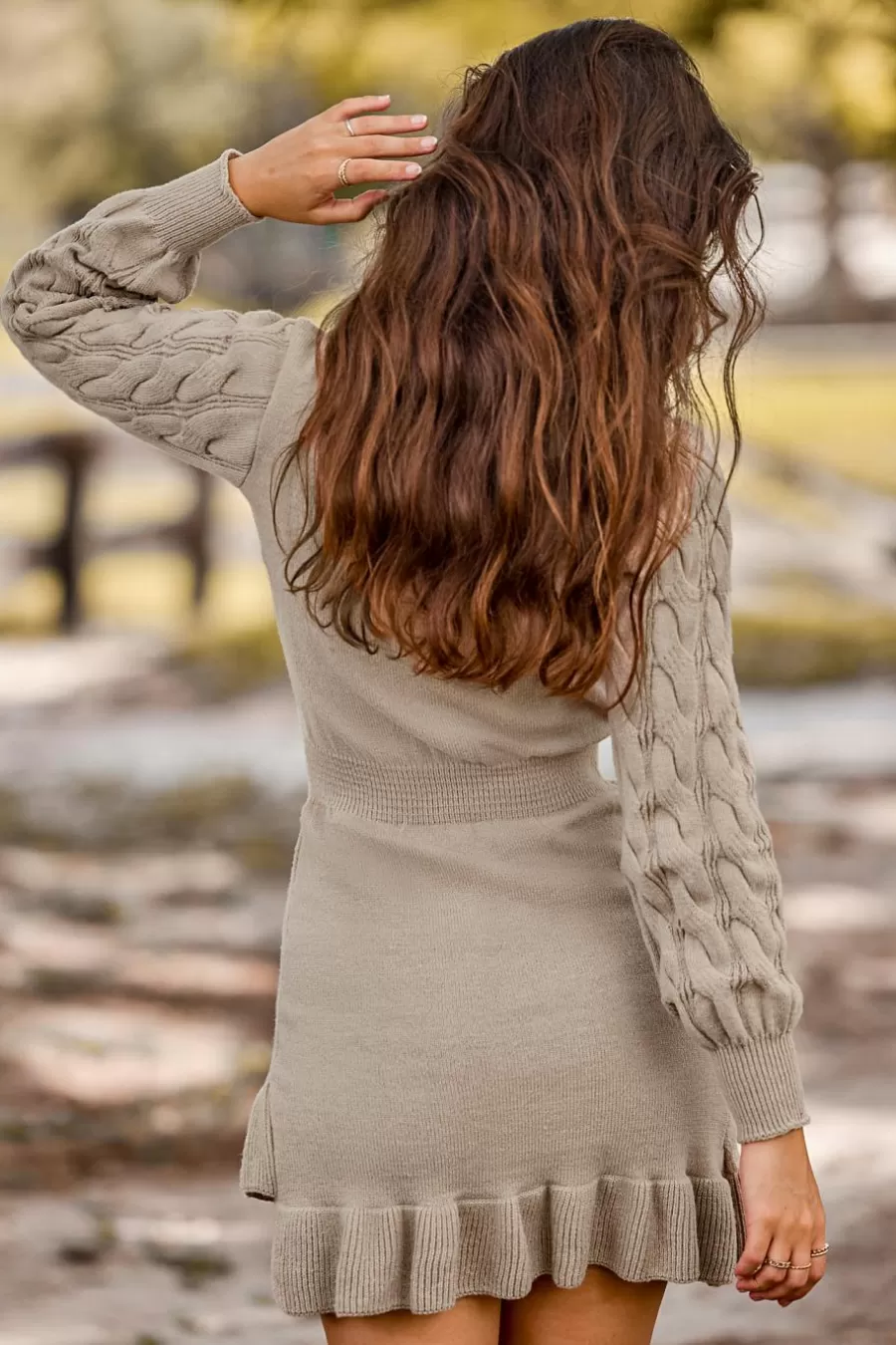 Cupshe Robe Pull | Pulls & Gilets*Robe Pull à Col Haut Et Manches Longues Avec Ourlet Asymétrique Kaki