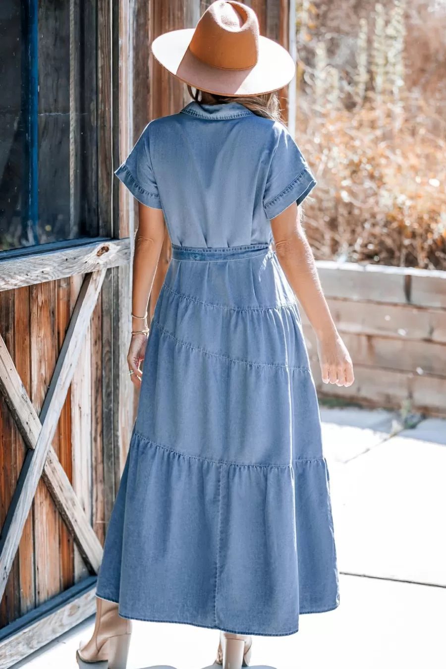 Cupshe Robe Trapèze | Robe Longue*Robe T-shirt Longue à Col De Chemise Et Boutons Sur Le Devant Bleu