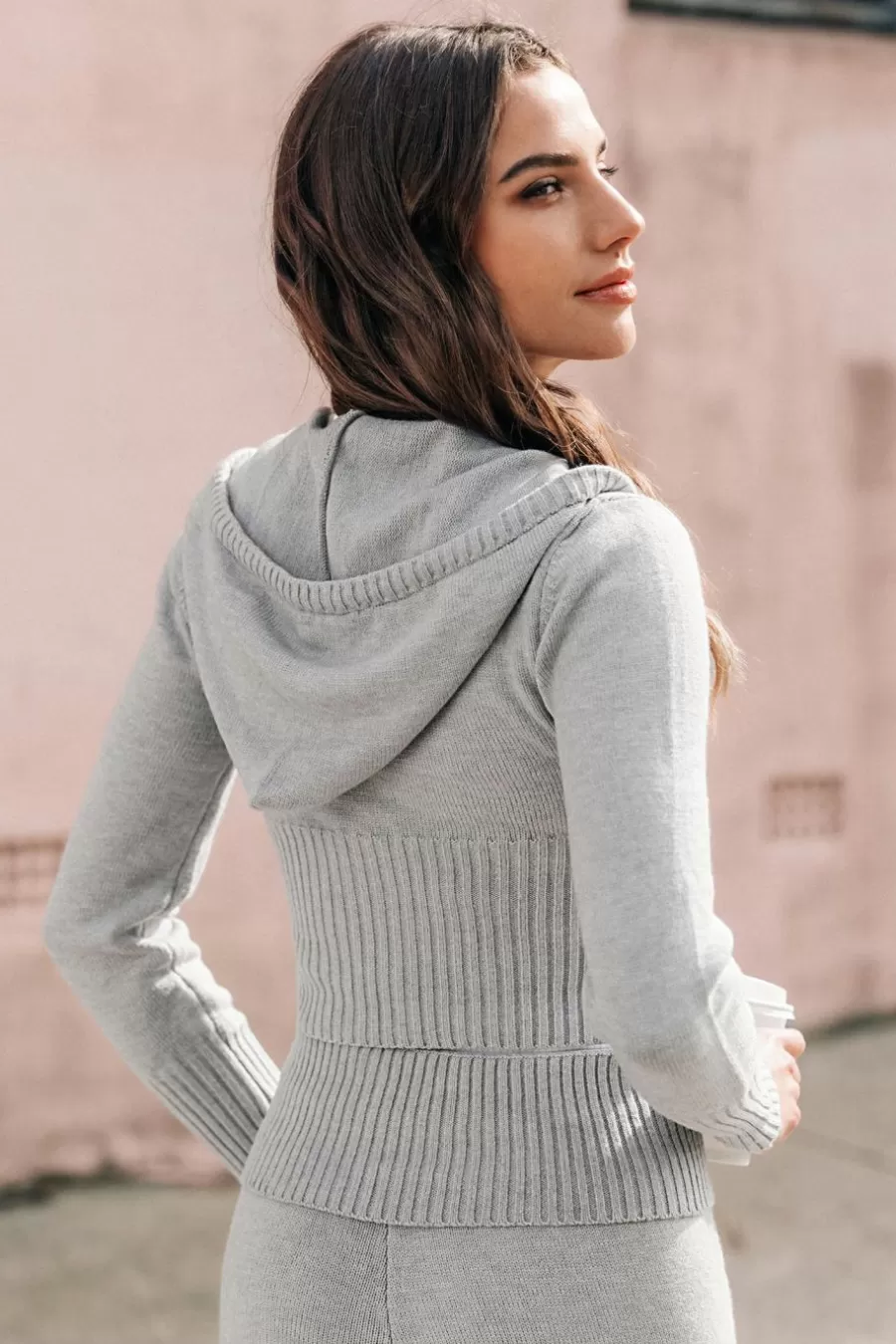 Cupshe Cardigan | Pulls & Gilets*Sweat Court En Tricot à Zip Sur Le Devant Gris