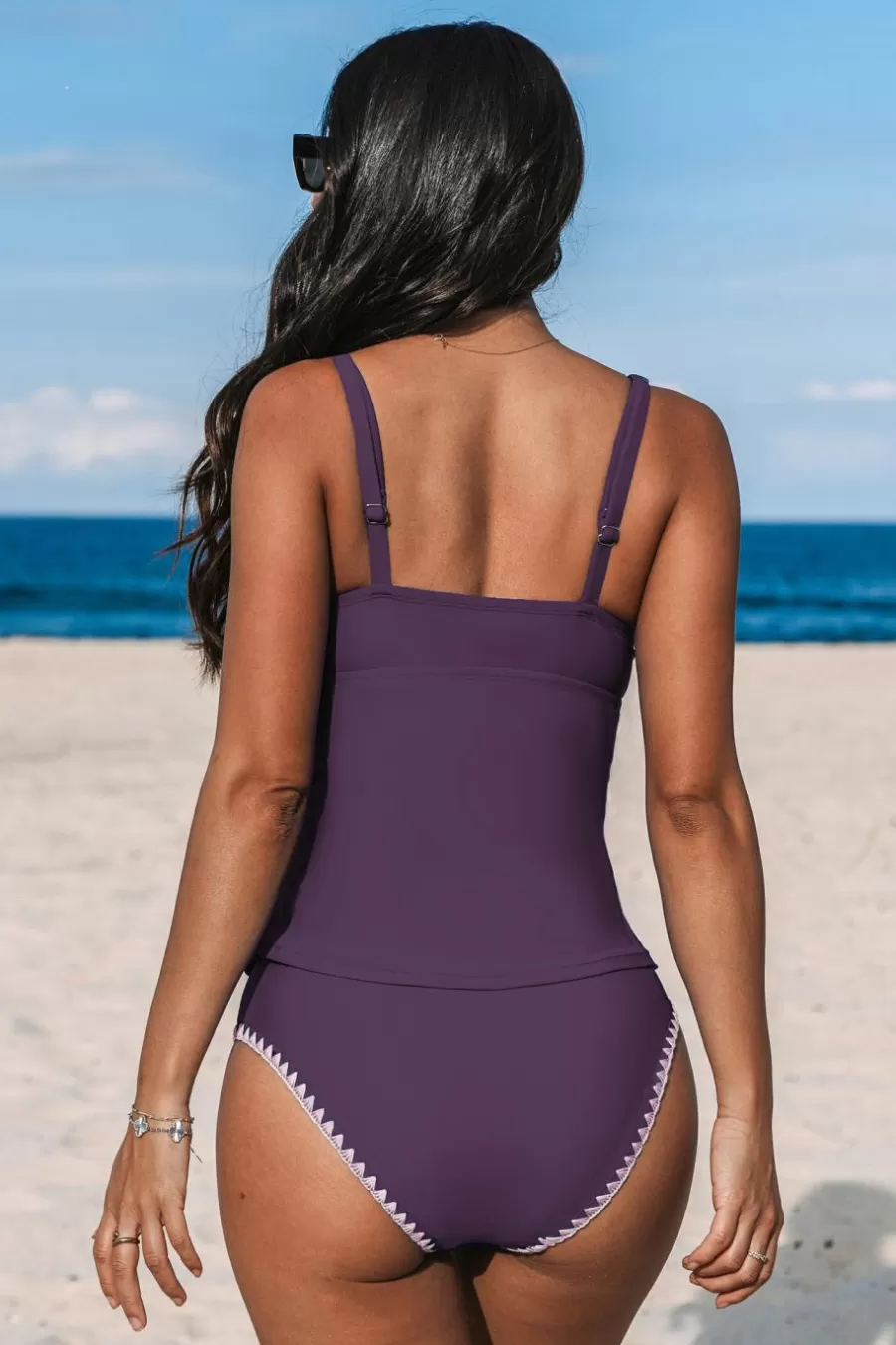 Cupshe Maillot 1 Pièce | Ventre Plat*Tankini à Col Scoop Avec Bas Classique Prune