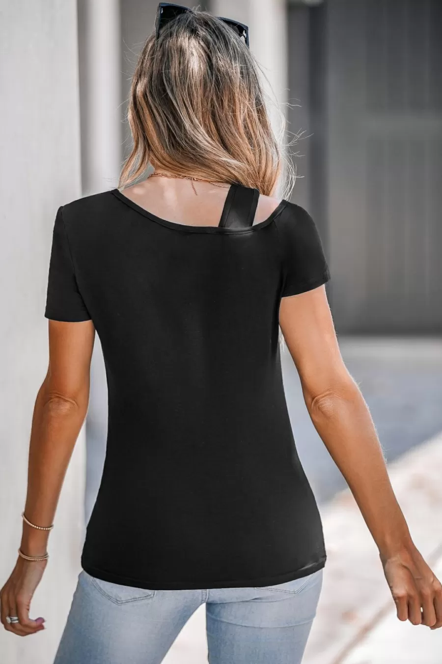 Cupshe T-Shirt & Débardeur | Chemise & Blouse*T-shirt à Manches Courtes Avec Torsion Et Découpe Noir