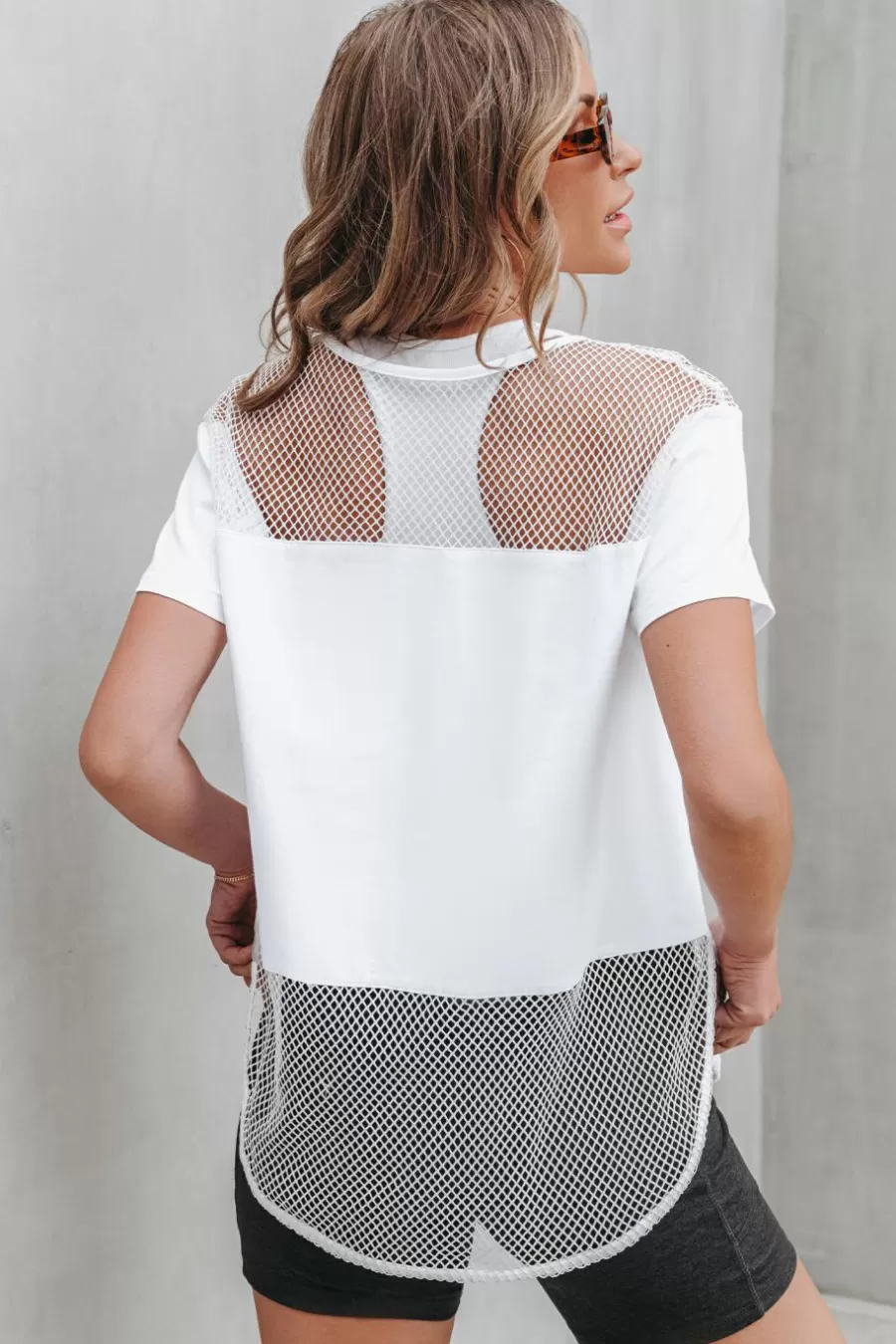 Cupshe T-Shirt & Débardeur | Chemise & Blouse*T-shirt à Manches Courtes En Mesh Transparent Blanc