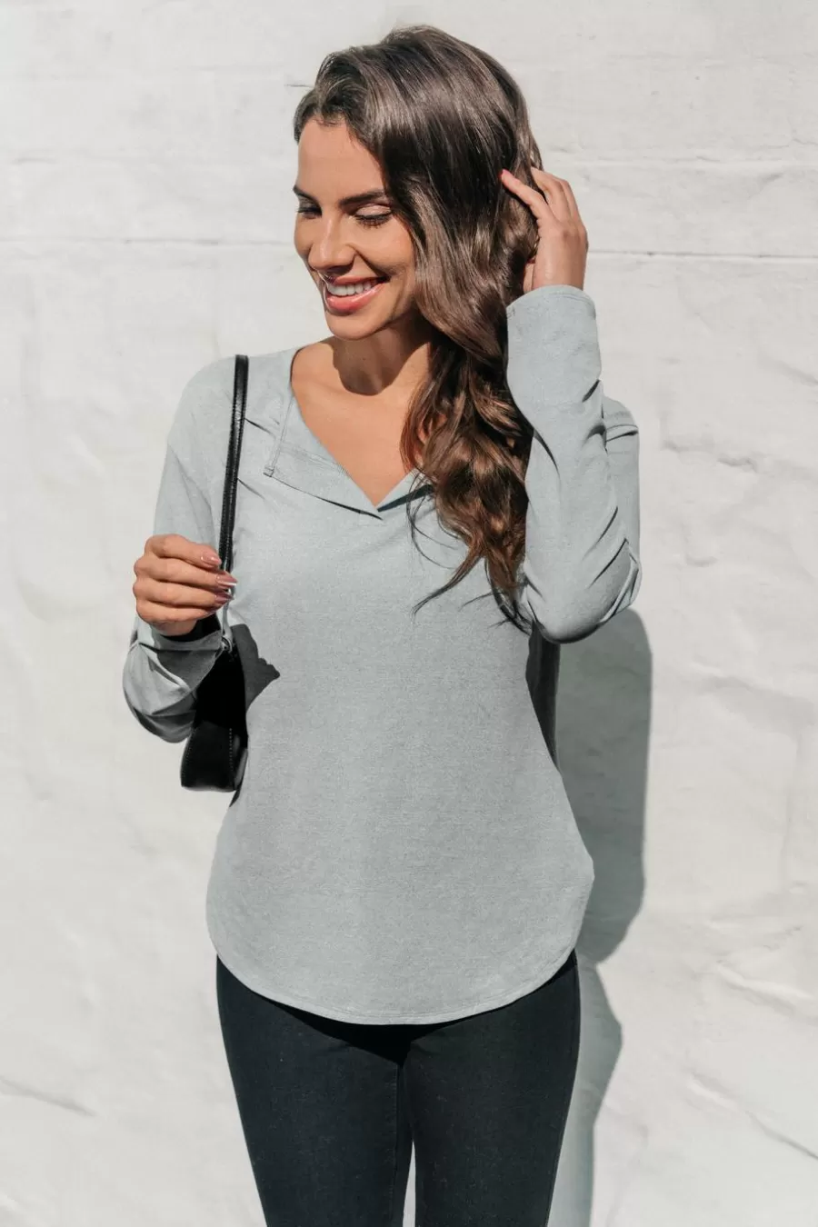 Cupshe T-Shirt & Débardeur | Chemise & Blouse*T-shirt à Manches Longues En Jersey Gris clair