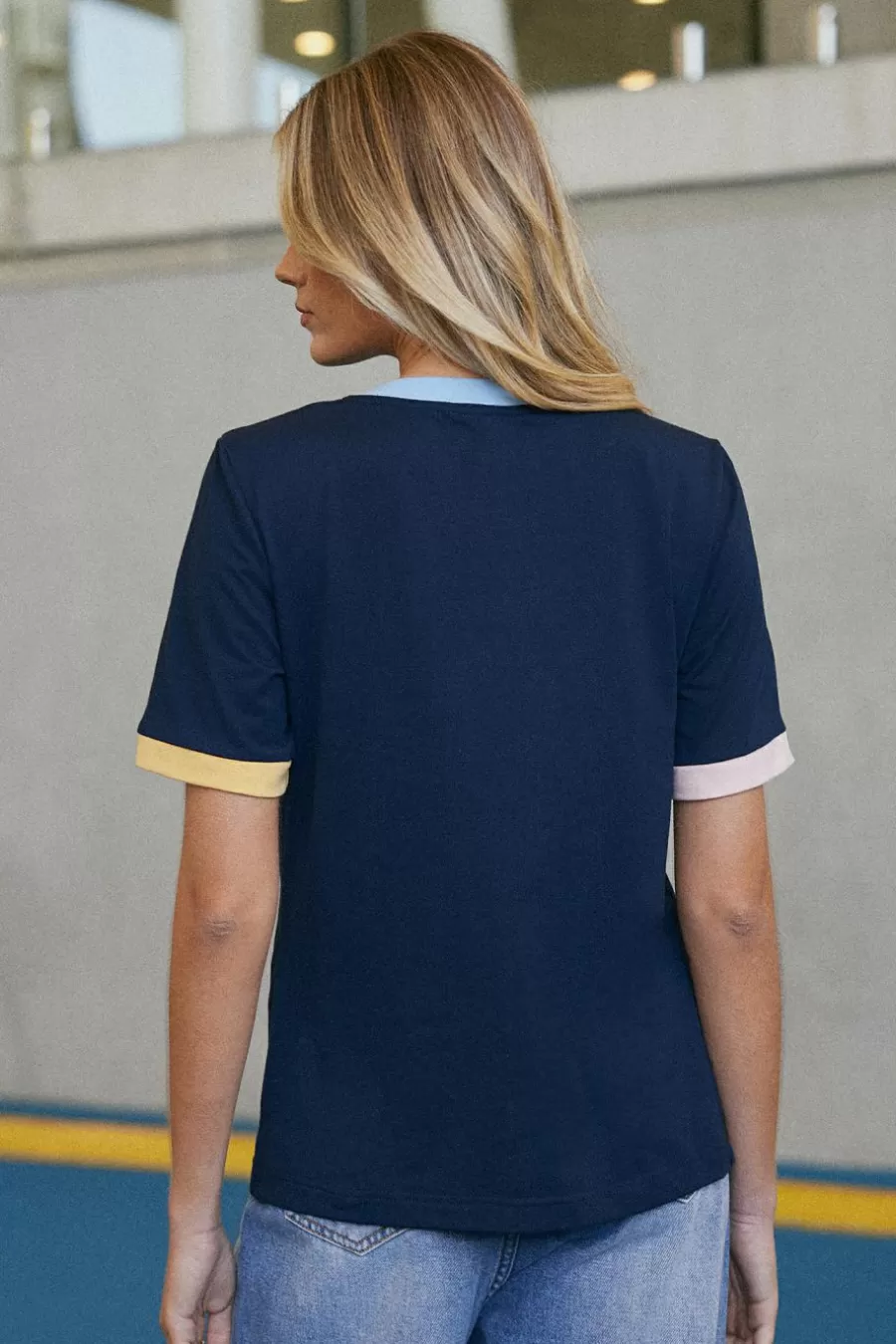 Cupshe T-Shirt & Débardeur | Chemise & Blouse*T-shirt Avec Col Rond Et Manches Courtes Bleu Saphir